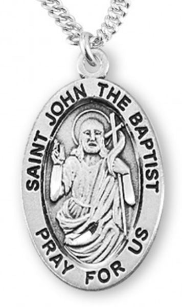 St. John the Baptist Sterling Silver Medal, 7/8", Your Choice of Chain, # 6946