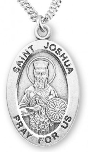 St. Joshua Sterling Silver Medal, 7/8", Your Choice of Chain, # 6958