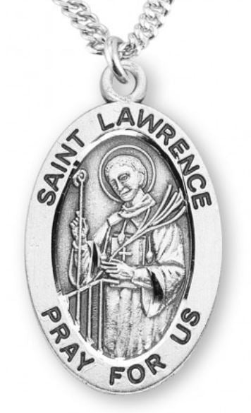 St. Lawrence Sterling Silver Medal, 7/8", Your Choice of Chain, # 6973