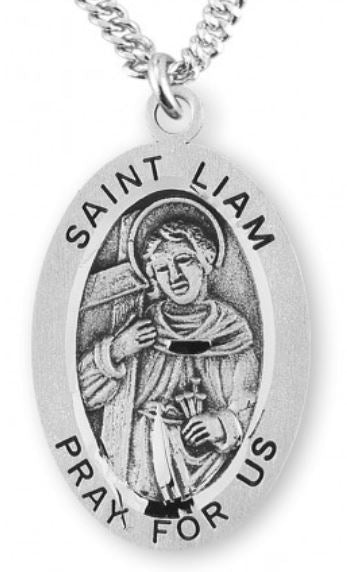 St. Liam Sterling Silver Medal, 7/8", Your Choice of Chain, # 6974