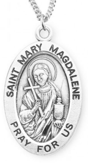 St. Mary Magdalene Sterling Silver Medal, 7/8", Your Choice of Chain, # 6985