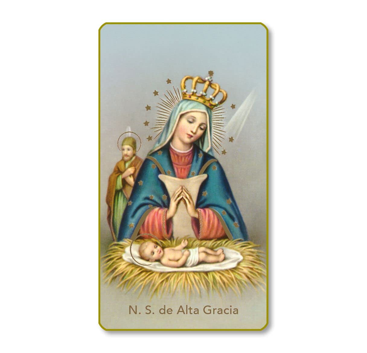 Nuestra Senora de Alta Gracia Italian Paper Holy Cards, 2"x4", Blank Back, 100-Pack, # 6071