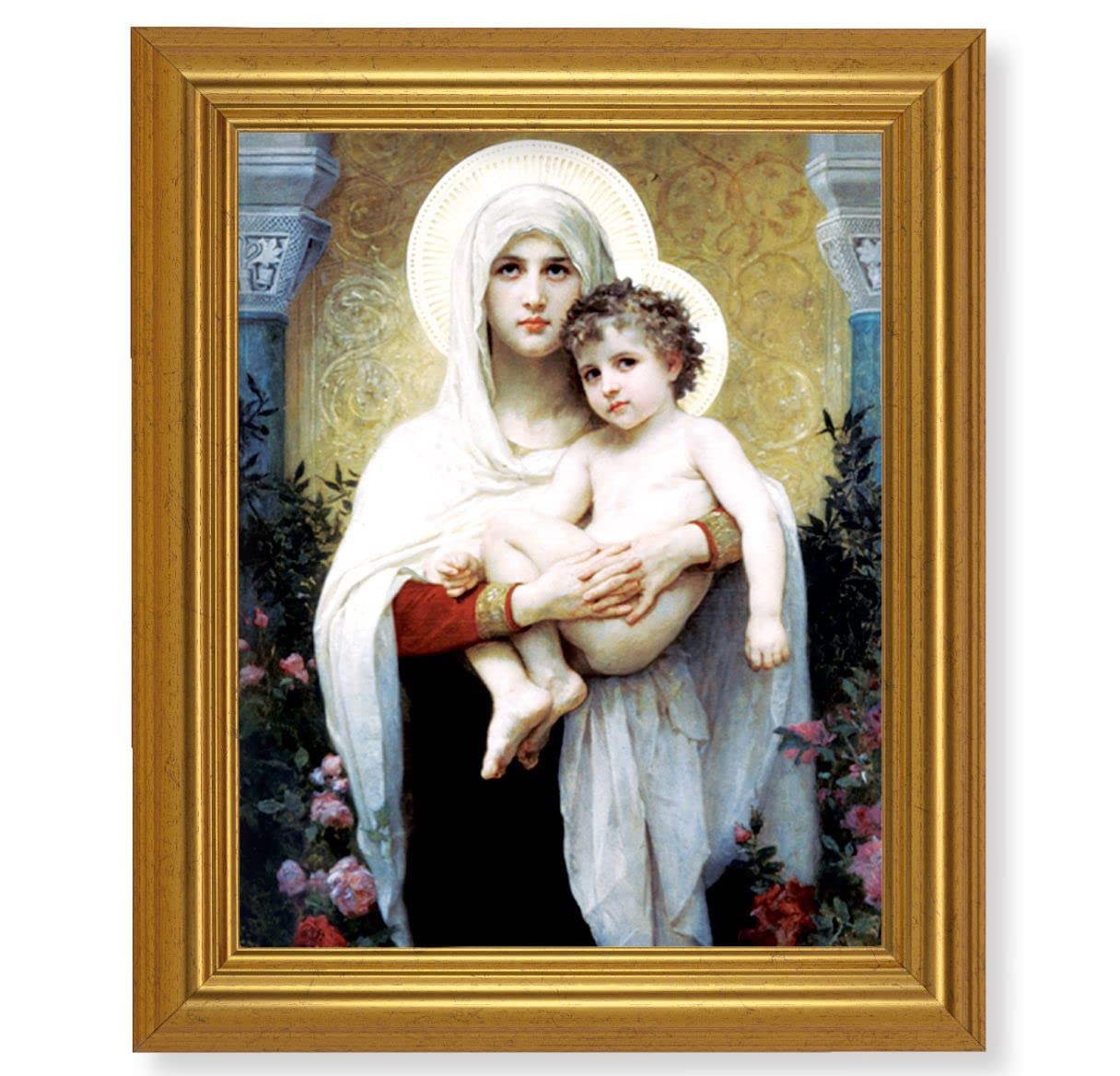 Bouguereau: Madonna and Child, 10"x12" Gold-Leaf Finished Classic Frame, Italian Print on Artboard # 27244