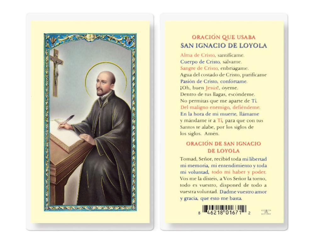 ORACION DE SAN IGNACIO LOYOLA Spanish Laminated Holy Cards, 25-Count Value Pack, # 18264