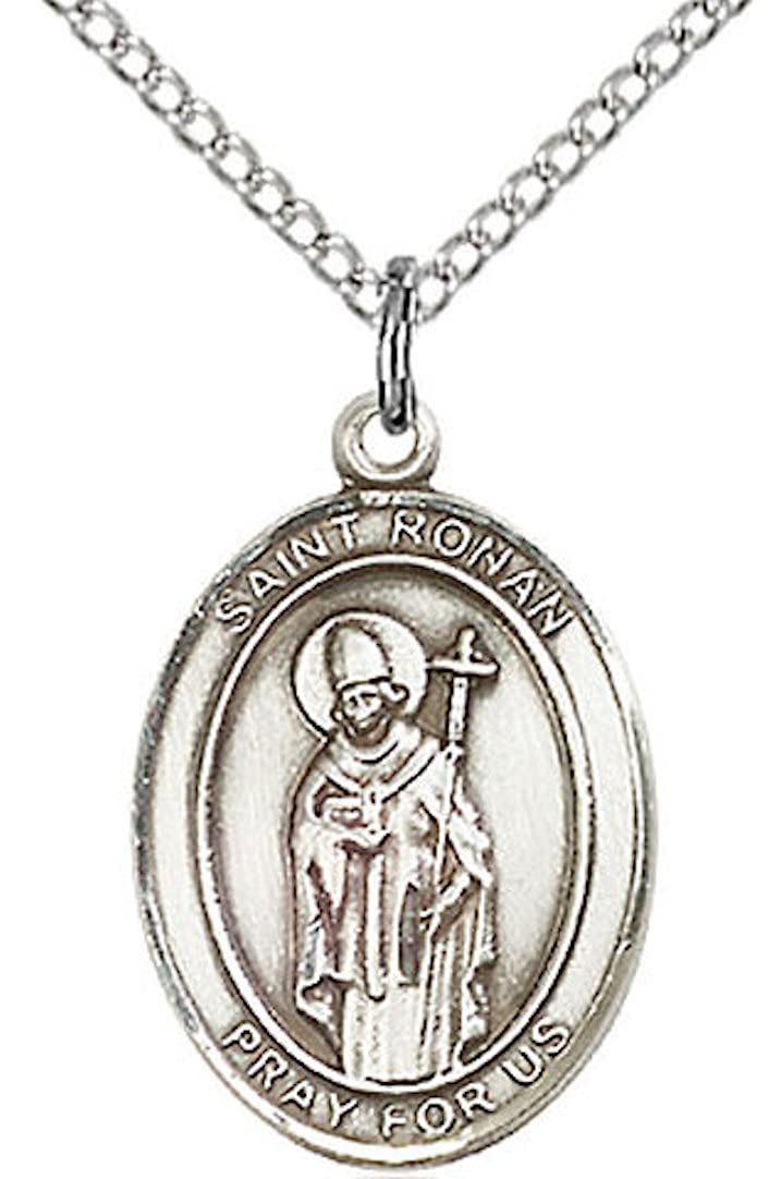 St. Ronan Medal in Fine Pewter, 3/4" tall, Your Choice of Chain # 17225