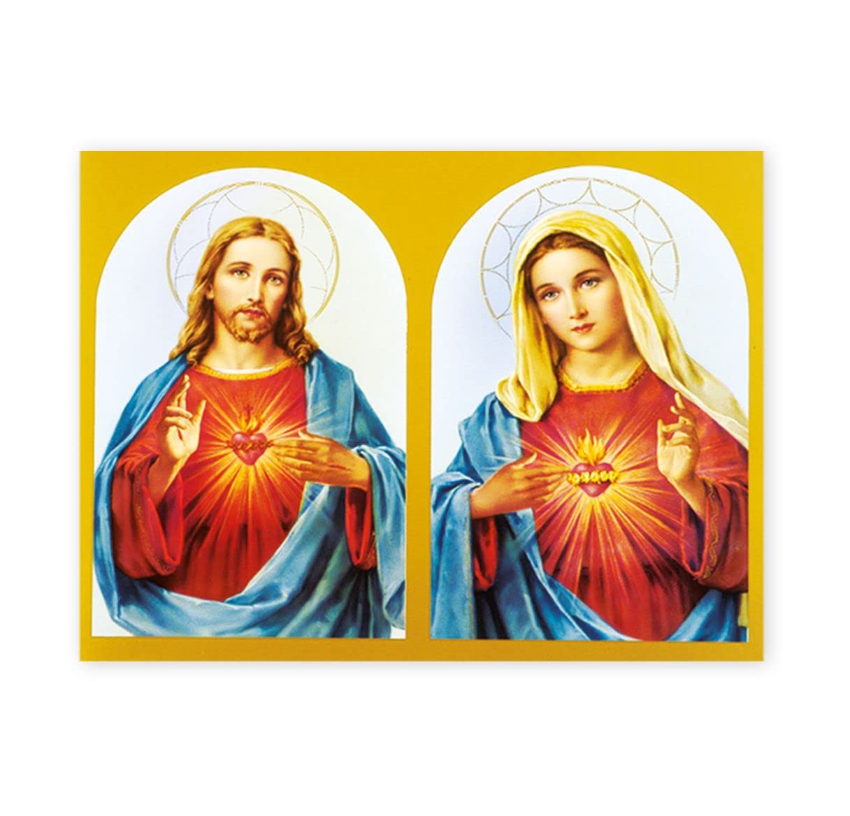 19" x 27" Poster of the Sacred Heart + Immaculate Heart, Italian gold embossed, #, 98460