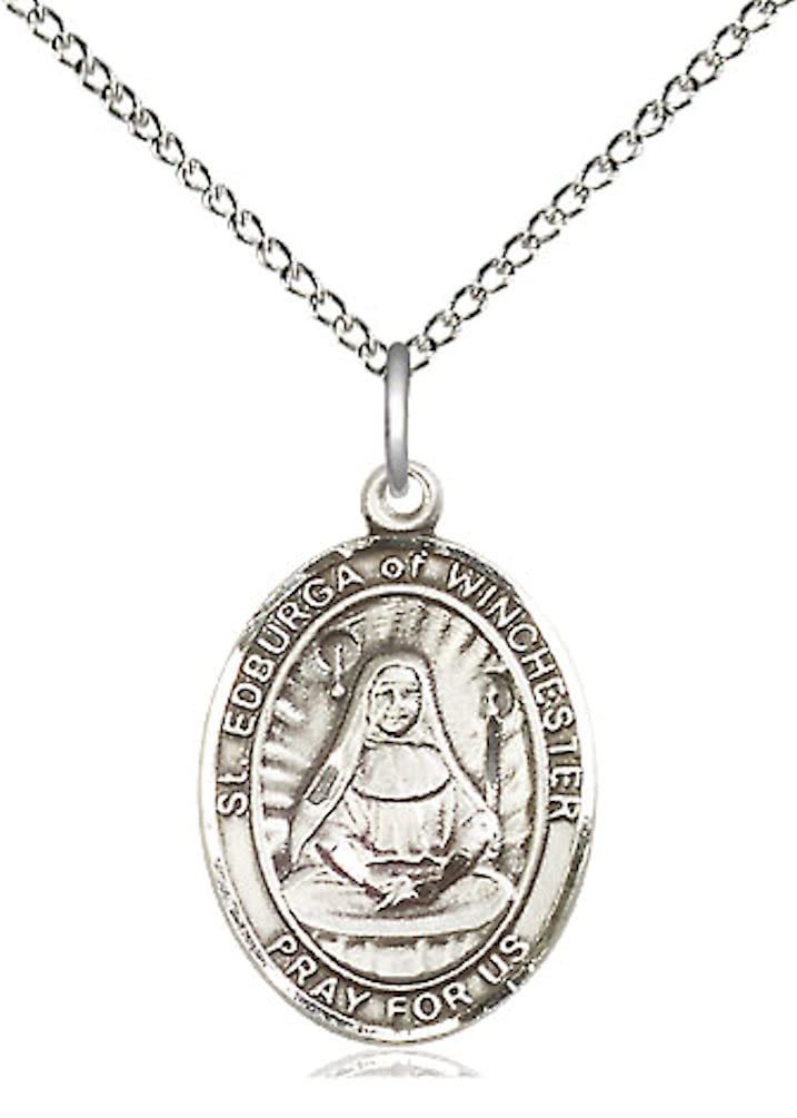 St. Edburga of Winchester Medal in Fine Pewter, 3/4" tall, Your Choice of Chain # 17017