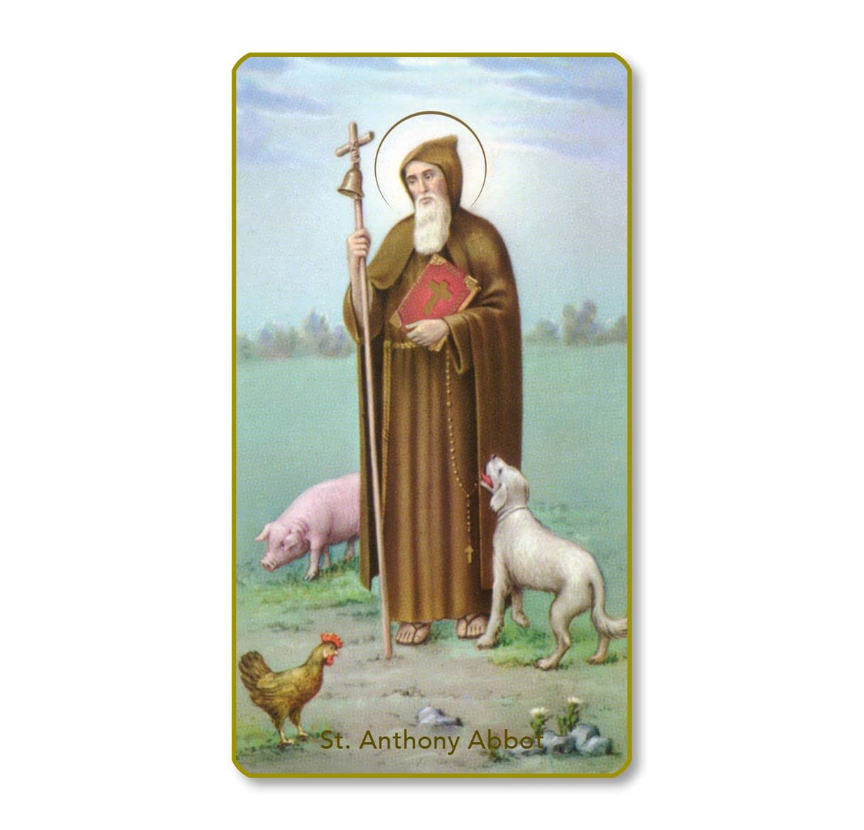 St. Anthony Abbot Italian Paper Holy Cards, 2"x4", Blank Back, 100-Pack, # 5996