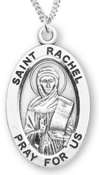 St. Rachel Sterling Silver Medal, 7/8", Your Choice of Chain, # 7003