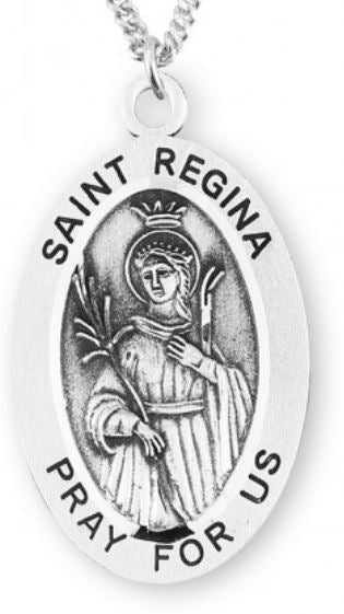 St. Regina Sterling Silver Medal, 7/8", Your Choice of Chain, # 7007