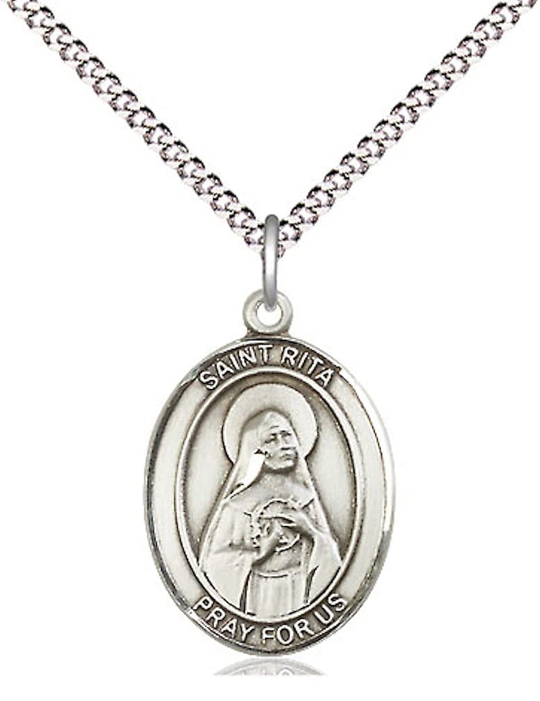 St. Rita of Cascia Medal in Fine Pewter, 3/4" tall, Your Choice of Chain # 17221
