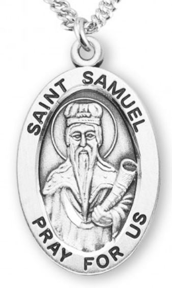 St. Samuel Sterling Silver Medal, 7/8", Your Choice of Chain, # 7013