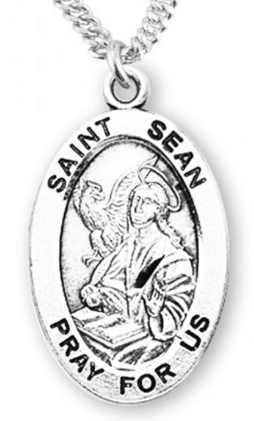 St. Sean Sterling Silver Medal, 7/8", Your Choice of Chain, # 7015