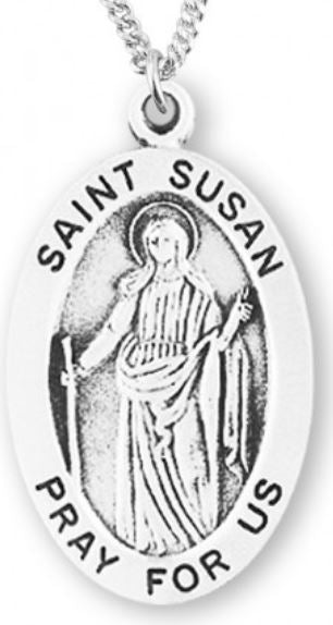St. Susan Sterling Silver Medal, 7/8", Your Choice of Chain, # 7021