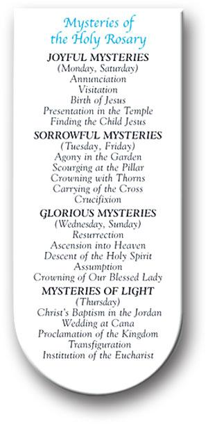 Magnetic Bookmark, 3", Mysteries of the Rosary, 10-Pack, # 70361