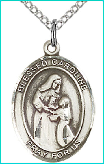 Sterling Silver Medal, 3/4"x9/16", Blessed Caroline Gerhardinger, Your Choice of Chain, # 70431
