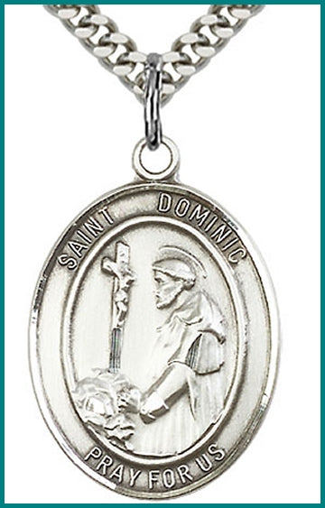 St. Dominic de Guzman Medal, Pewter, 1"x3/4", Your choice of chain, # 55108