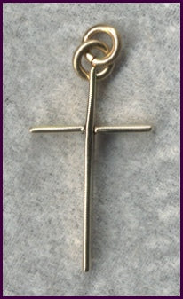 Thin Cross In Solid 14kt Gold, 3/4", Free Chain, # 7048