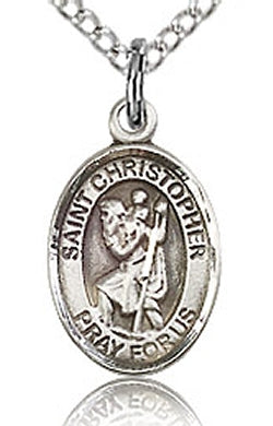 Sterling Oval St. Christopher Medal, 1/2", Your Choice of Chain, # 70533