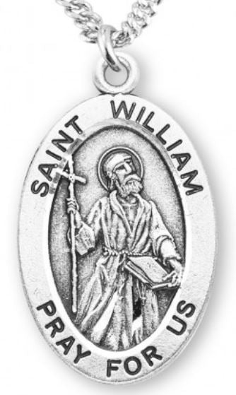 St. William Sterling Silver Medal, 7/8", Your Choice of Chain, # 7060