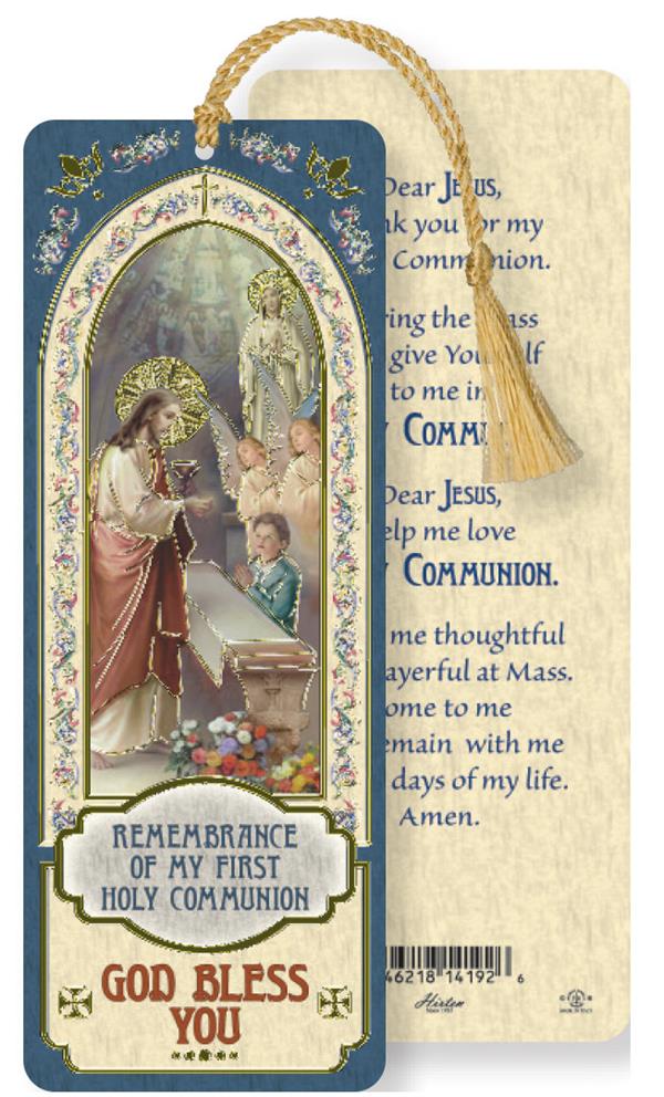 Boy's First Communion Remembrance Laminated Gold Foil Bookmark, 10-Pack, # 7085