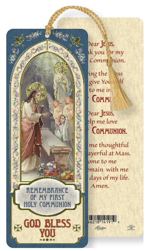 Girl's First Communion Remembrance Laminated Gold Foil Bookmark, 10-Pack, # 7087