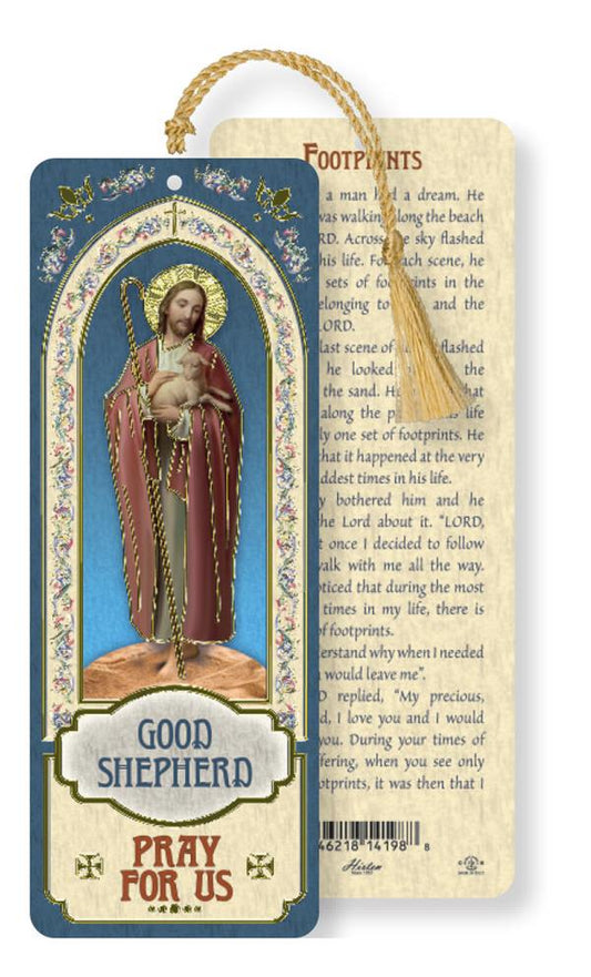 Good Shepherd / Footprints Laminated Gold Foil Bookmark, 10-Pack, # 7088