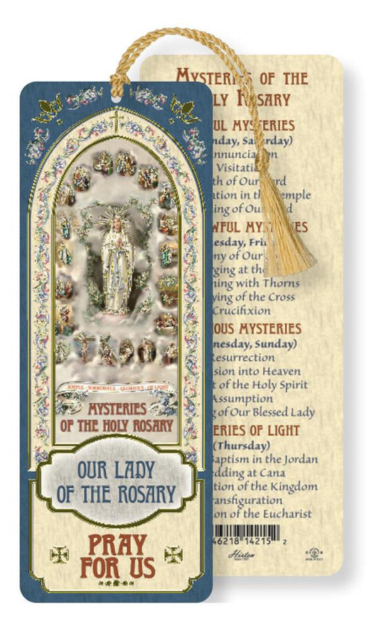 Our Lady of the Rosary Mysteries Laminated Gold Foil Bookmark, 10-Pack, # 7105
