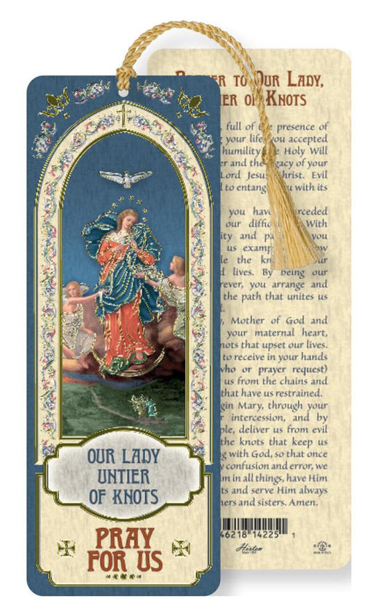 Our Lady Untier of Knots Laminated Gold Foil Bookmark, 10-Pack, # 7106