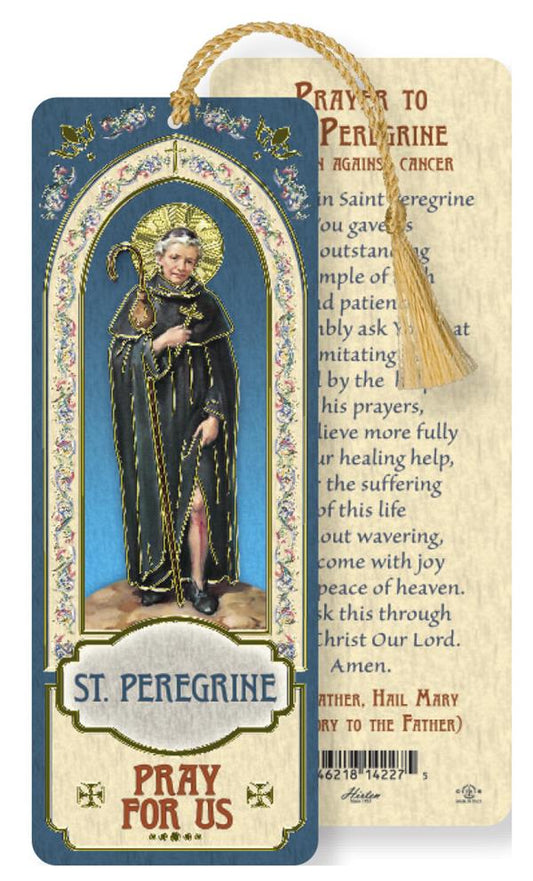 St. Peregrine / Cancer Laminated Gold Foil Bookmark, 10-Pack, # 7121