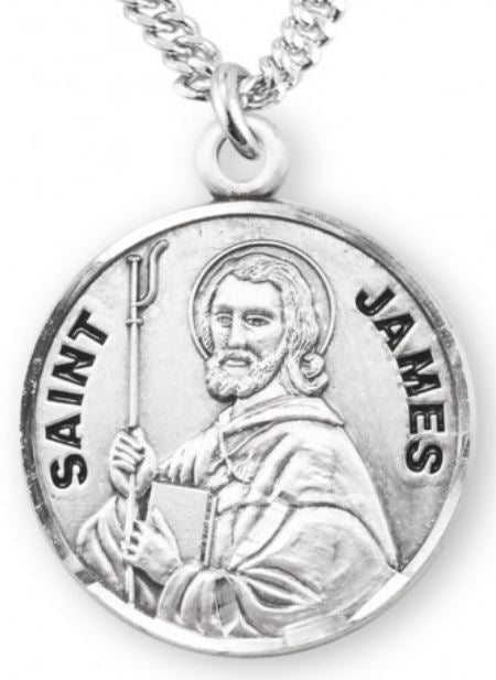 3/4" Round Sterling Medal, Your Choice of Chain, St. James, #7129