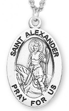 Saint Alexander Sterling Silver Medal, 15/16", Your Choice of Chain, # 7134
