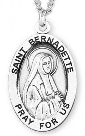 Saint Bernadette Sterling Silver Medal, 15/16", Your Choice of Chain, # 7142