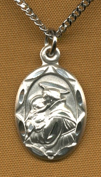 St. Anthony 5/8 In. Medal Sterling, Your Choice of Chain # 7144