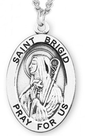 Saint Brigid Sterling Silver Medal, 15/16", Your Choice of Chain, # 7148