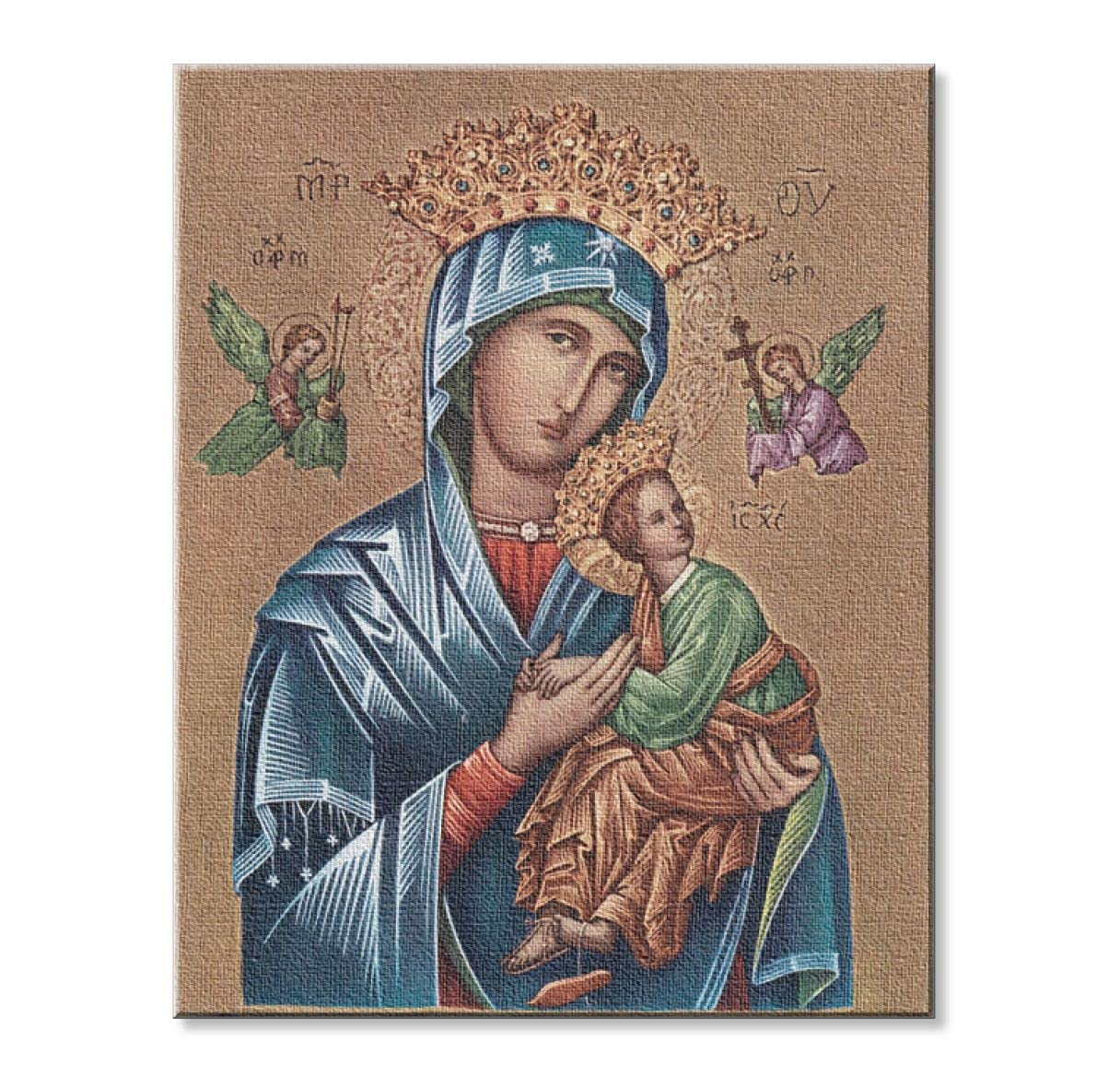 Our Lady of Perpetual Help Print on Stretched Canvas, Mounted on 8"x10" Frame, Made in Italy # 28541