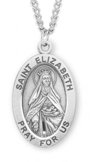 Saint Elizabeth Sterling Silver Medal, 15/16", Your Choice of Chain, # 7171
