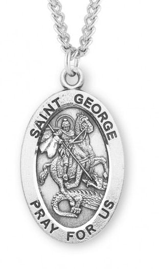 Saint George Sterling Silver Medal, 15/16", Your Choice of Chain, # 7183