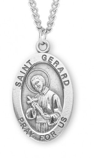 Saint Gerard Sterling Silver Medal, 15/16", Your Choice of Chain, # 7186