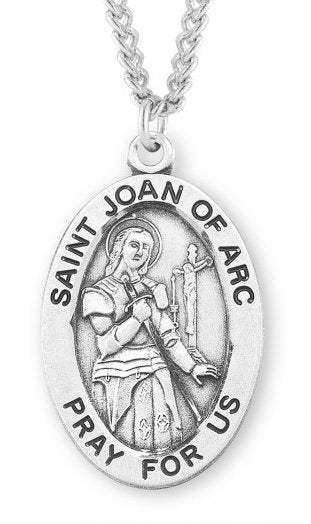 Saint Joan of Arc Sterling Silver Medal, 15/16", Your Choice of Chain, # 7229
