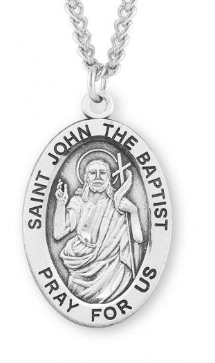 Saint John the Baptist Sterling Silver Medal, 15/16", Your Choice of Chain, # 7244