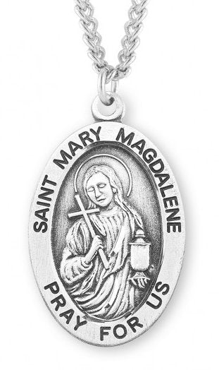 Saint Mary Magdalene Sterling Silver Medal, 15/16", Your Choice of Chain, # 7267