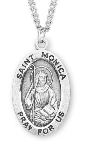 Saint Monica Sterling Silver Medal, 15/16", Your Choice of Chain, # 7268