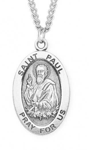 Saint Paul Sterling Silver Medal, 15/16", Your Choice of Chain, # 7280