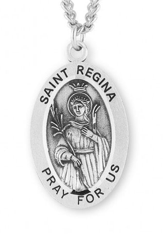 Saint Regina Sterling Silver Medal, 15/16", Your Choice of Chain, # 7286