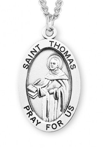 Saint Thomas Aquinas Sterling Silver Medal, 15/16", Your Choice of Chain, # 7298