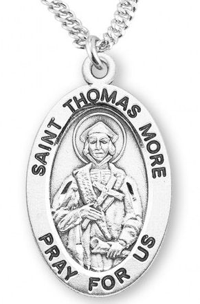 Saint Thomas More Sterling Silver Medal, 15/16", Your Choice of Chain, # 7299