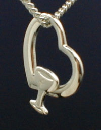 9/16" First Communion Heart & Chalice in Sterling, Your Choice of Chain # 7350