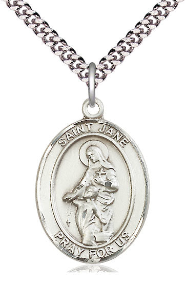 St. Jane of Valois Medal, Sterling Silver, 3/4", 18" Chain, # 7550-sale