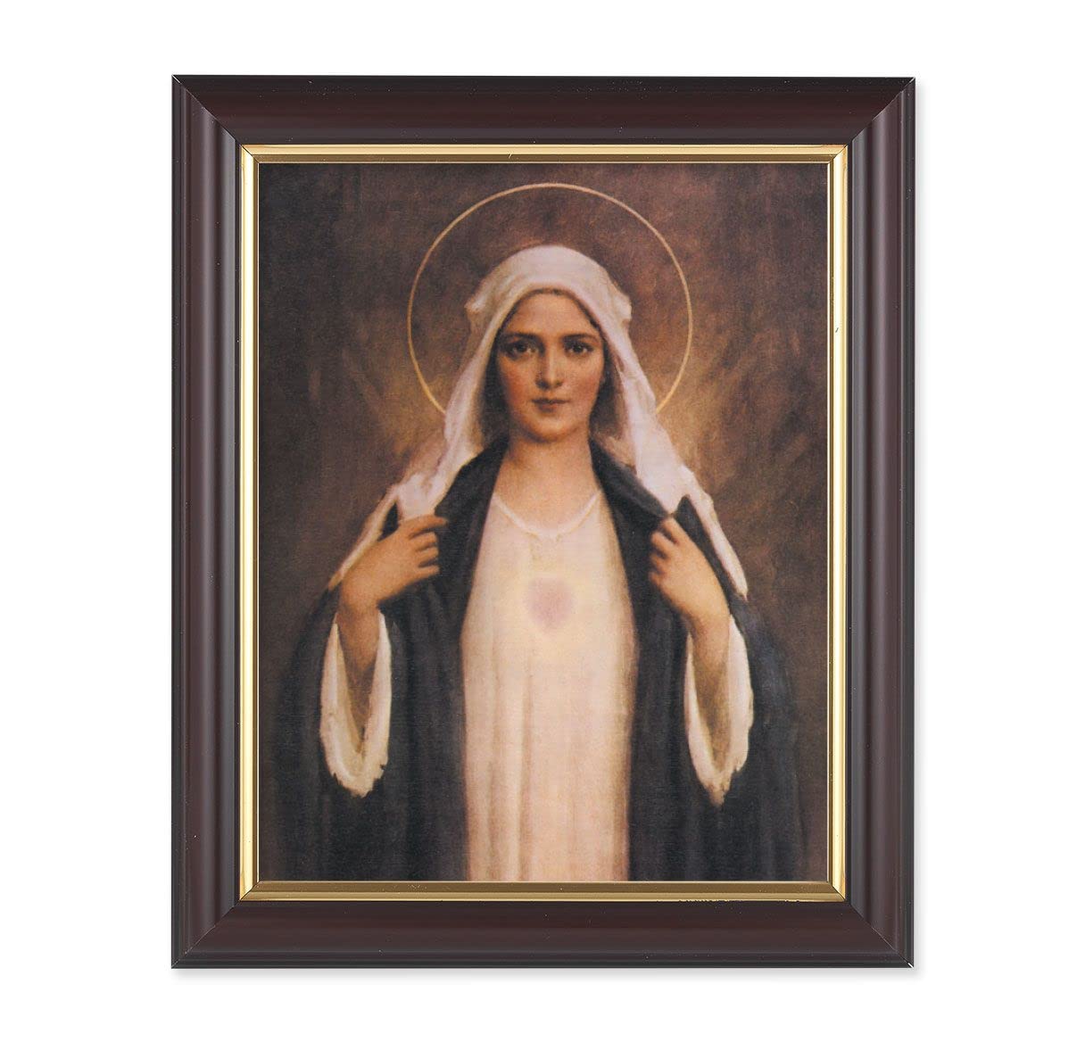 Chambers: Immaculate Heart of Mary, 10"x12", Classic Fluted Walnut Finished Frame, Italian Print Under Glass # 26206